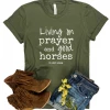 The Cinchy Cowgirl Clothing Army Green Living On A Prayer Short Sleeve Graphic Tee