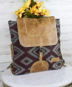 Sixtease Leather & Aztec Backpack