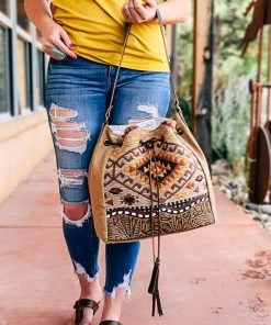 Myra Handbags & Wallets Aztec Western Drawstring Bucket Bag