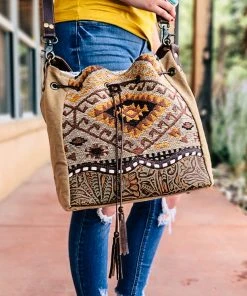 Myra Handbags & Wallets Aztec Western Drawstring Bucket Bag