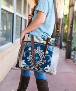 Myra Baby Blues Cowhide Handbag