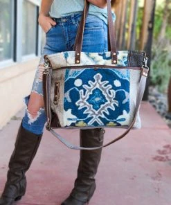 Myra Baby Blues Cowhide Handbag