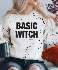 Thelattimoreclaim Featured Graphic Tees Basic Witch White Splattered Sweatshirt