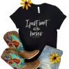 The Cinchy Cowgirl Black 'I Just Want All The Horses' Graphic Tee - Short Sleeve Casual Top 2 The Cinchy Cowgirl Clothing Black I Just Want All The Horses Graphic Tee