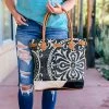 Sixtease Paisley & Cowhide Tote Handbag Handbags & Wallets