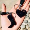 The Cinchy Cowgirl Holographic Black Heart & Boot (set Of 2) Keychain