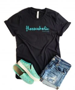 The Cinchy Cowgirl Clothing Black Horseaholic Short Sleeve Graphic Tee