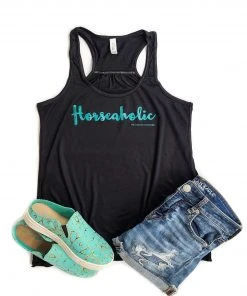 The Cinchy Cowgirl Black Horseaholic Tank Top Clothing