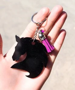 The Cinchy Cowgirl Black Horse Keychain Resin Keychains