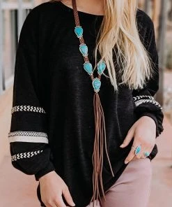 Blue Tortoise Jewelry Natural Stone Turquoise Braided Necklace