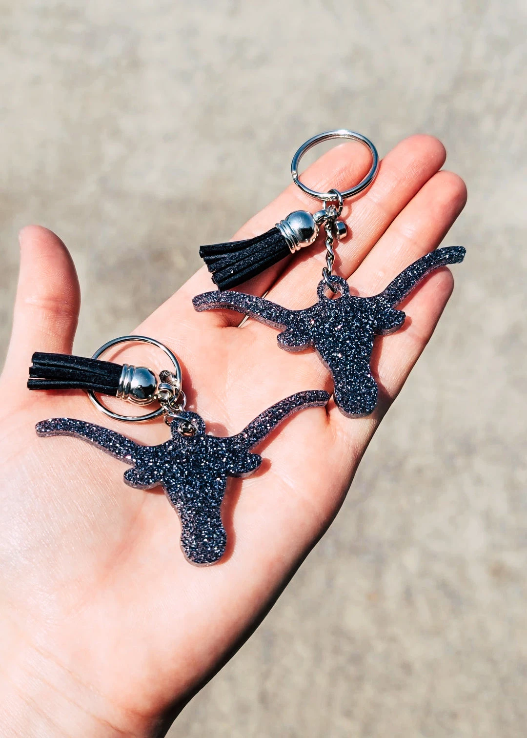 The Cinchy Cowgirl Black Longhorn Keychain Set of 2 - Unique Resin Keychains for Western Lovers 3 The Cinchy Cowgirl Black Longhorn (Set Of 2) Keychain