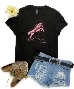 The Cinchy Cowgirl Clothing Black Open Your Wild Side Short Sleeve Tee