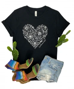 The Cinchy Cowgirl Clothing Corinthians 16:14 Rose Heart Black Short Sleeve Graphic Tee