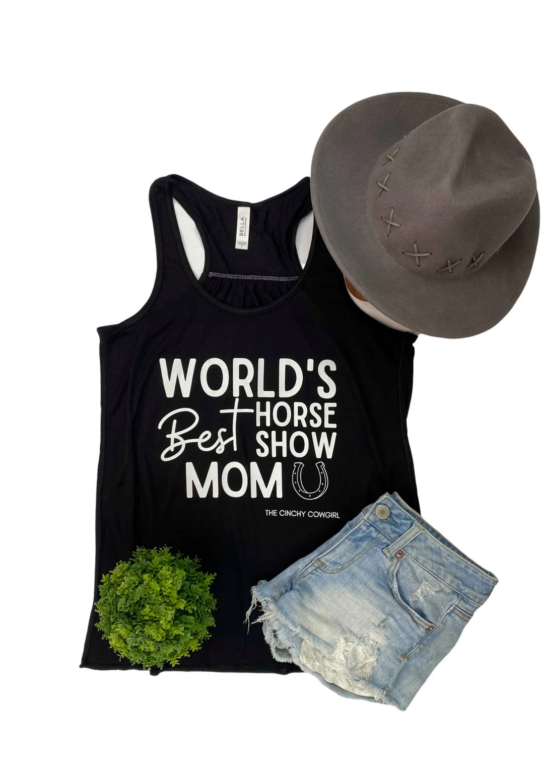 The Cinchy Cowgirl Black Horse Show Mom Tank Top - Premium Quality Graphic Tee 3 The Cinchy Cowgirl Clothing Black World's Best Horse Show Mom Tank