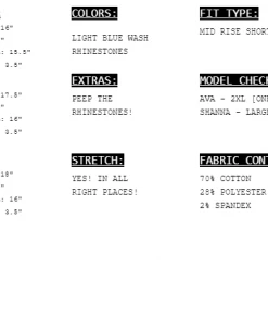 Crazy Train Bling Blang Rhinestone Shorts | MEGA SALE | Sparkling Partywear -The Cinchy Cowgirl Store blingblangsizechart 1080x