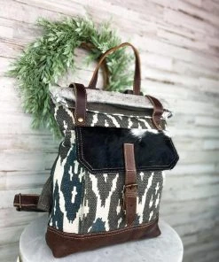Myra Handbags & Wallets Blue & Gray Aztec Backpack