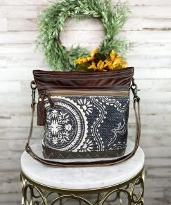 Myra Blue & Ivory Zip Hobo Handbag Handbags & Wallets