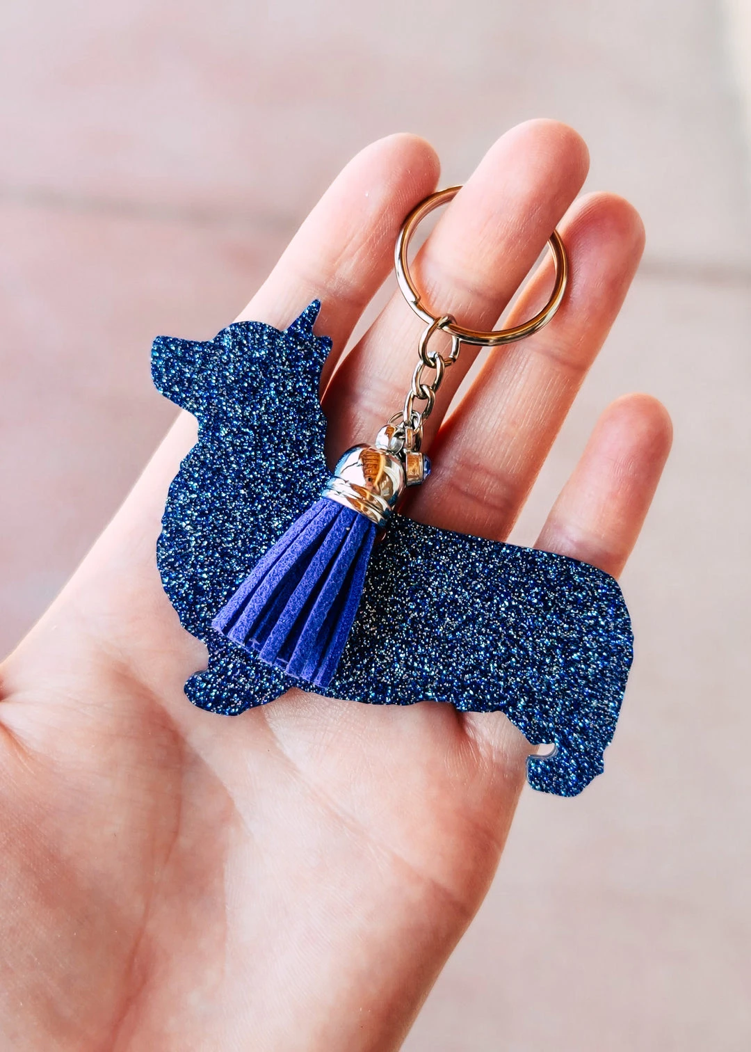 The Cinchy Cowgirl Blue & Silver Corgi Resin Keychain - Unique Accessory & Gift 3 The Cinchy Cowgirl Blue & Silver Corgi Keychain