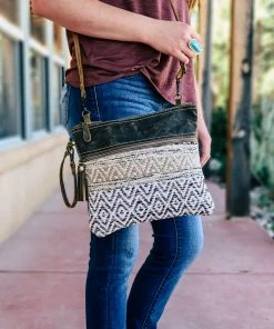 Myra Handbags & Wallets Boho Aztec Neutral Crossbody Handbag