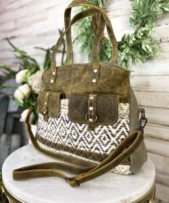 Myra Boho Aztec Neutral Tote Handbag Handbags & Wallets