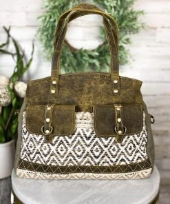 Myra Boho Aztec Neutral Tote Handbag Handbags & Wallets
