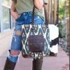 Myra Handbags & Wallets Brown & Blue Southwest Tote Handbag