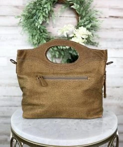 Myra Brown & White Cowhide Tote Crossbody Handbag Handbags & Wallets