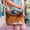 Myra Brown & White Cowhide Tote Crossbody Handbag Handbags & Wallets