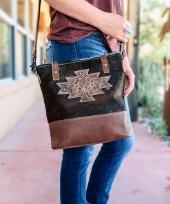 American Darling Cowhide & Floral Tooled Concealed Carry Crossbody Handbag [Style B] Handbags & Wallets