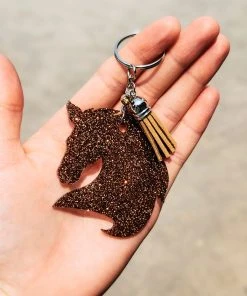 The Cinchy Cowgirl Resin Keychains Brown Horse Keychain
