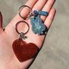 The Cinchy Cowgirl Resin Keychains Burnt Orange & Silver Heart & Owl (Set Of 2) Keychain