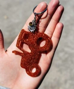 The Cinchy Cowgirl Burnt Orange Tractor Keychain Resin Keychains