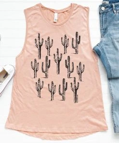 Thelattimoreclaim Featured Graphic Tees Heather Pink Cactus Tank