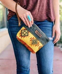 Sixtease Yellow Aztec Wristlet/Pouch >> MEGA SALE <<