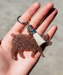 The Cinchy Cowgirl Resin Keychains Champagne Pig Keychain