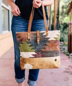 Myra Handbags & Wallets Colorful Aztec & Cowhide Handbag