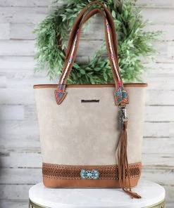 Montana West Concealed Carry Khaki Arrow Tote Handbag