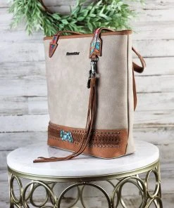 Montana West Concealed Carry Khaki Arrow Tote Handbag