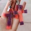Cinchy Cowgirl Coral & Purple Resin Keychain Set Of 2 - Unique Gift Accessories 2 The Cinchy Cowgirl Coral & Purple Cross (Set Of 2) Keychain Accessories, Gifts & More