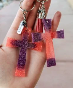 The Cinchy Cowgirl Coral & Purple Cross (Set Of 2) Keychain Accessories, Gifts & More