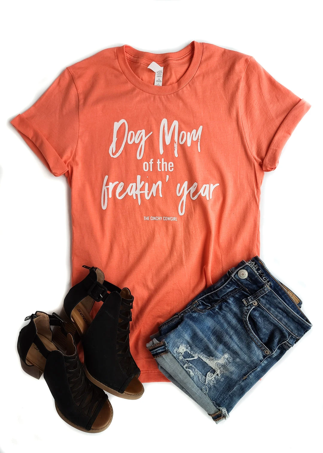 Coral Dog Mom Of The Freakin' Year Graphic Tee - Cinchy Cowgirl Clothing 3 The Cinchy Cowgirl Clothing Coral Dog Mom Of The Freakin' Year Graphic Tee