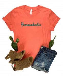 The Cinchy Cowgirl Coral Horseaholic Short Sleeve Graphic Tee TCC Graphic Tanks & Tees