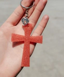 The Cinchy Cowgirl Coral Peachy Cross Keychain Accessories, Gifts & More