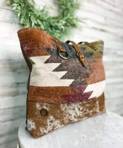 Myra Handbags & Wallets Colorful Aztec & Cowhide Handbag