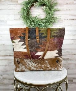 Myra Handbags & Wallets Colorful Aztec & Cowhide Handbag