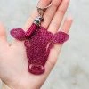 The Cinchy Cowgirl Resin Keychains Dark Pink & Gold Cow Head Keychain
