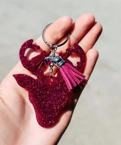 The Cinchy Cowgirl Resin Keychains Dark Pink Deer Keychain
