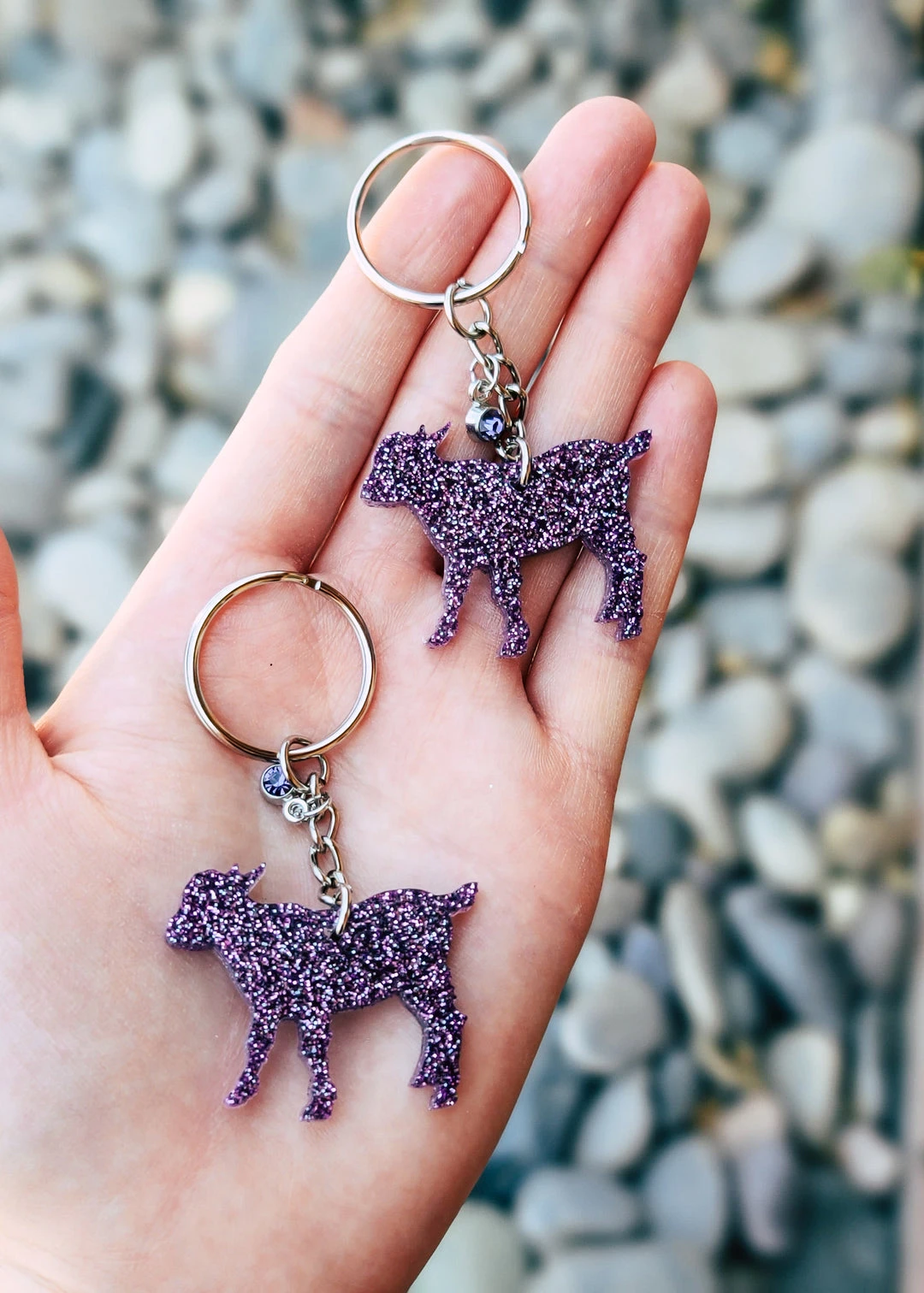 Cinchy Cowgirl Dark Purple Goat Mini Keychain Set of 2 | Resin Keychain Accessories | Unique Gifts & More 3 The Cinchy Cowgirl Dark Purple Goat Mini (set Of 2) Keychain Accessories, Gifts & More