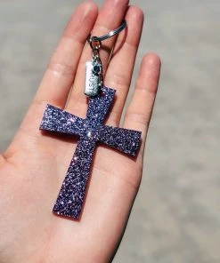 The Cinchy Cowgirl Accessories, Gifts & More Dark Purple Trust Cross Keychain