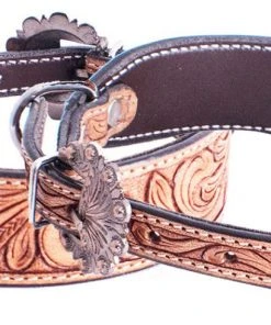 Shiloh Horse & Dog Floral Tooled Leather Dog Collar